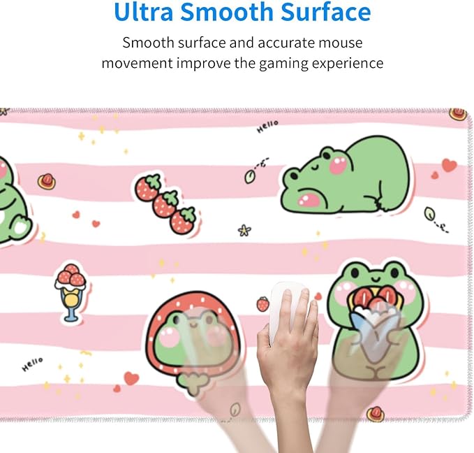 Cute Frog Mouse Pad XL Large Mousepad Non Slip Rubber Base Desk Mat for Laptop Computer Gaming 31.5" X 12"