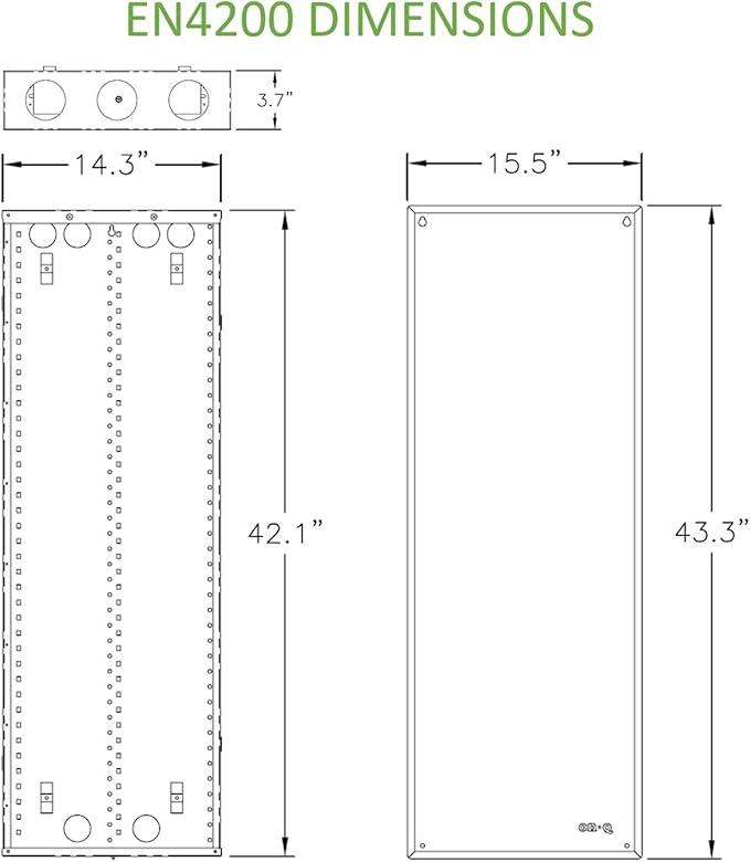 Legrand - On-Q 42-Inch Structured Wiring Enclosure with Screw-On Cover - in-Wall 20-Gauge Media Box with 2.5" Wire Pass Throughs & 2X Outlet Knockouts - Glossy White - EN4200