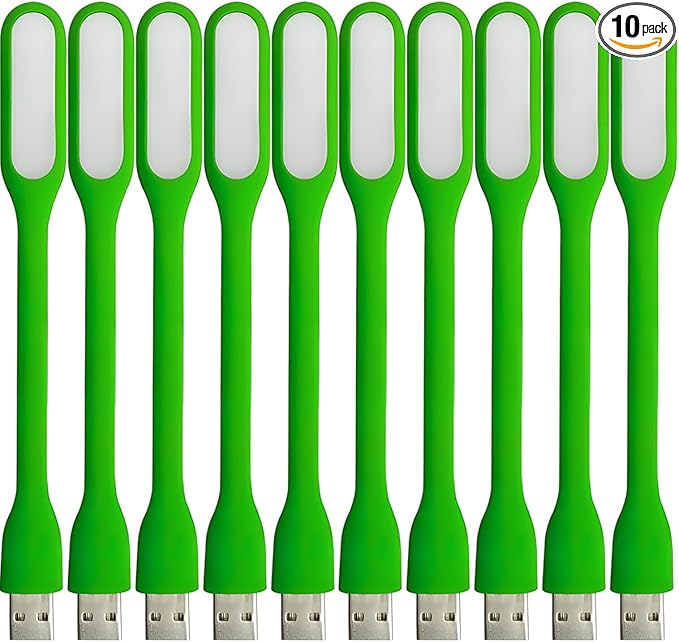 USB LED Light Lamp for Power Bank, Portable Eye Care Mini Night Light with Flexible Arm, USB Gooseneck Reading Lamps Book Light,Compatible for Desktop, Notebook Laptop (10-Green)
