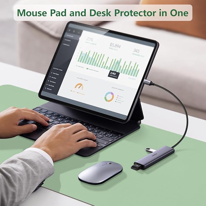 Green Desk Mat, 31.5"×15.7" Desk Matt for Desktop, Waterproof Keyboard Pad, Computer Mats for Desktop, Large Mouse Pad, Non-Slip Computer Mat for Office Home - Lake Green