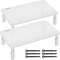 BONTEC Monitor Stand 2 Pack Height Adjustable Metal Riser with Pen Holder, White, 14.5” x 9.1”, Ergonomic Desktop Stand for Computer, Printer, Laptop, Adjustable Desk Riser with Cable Management