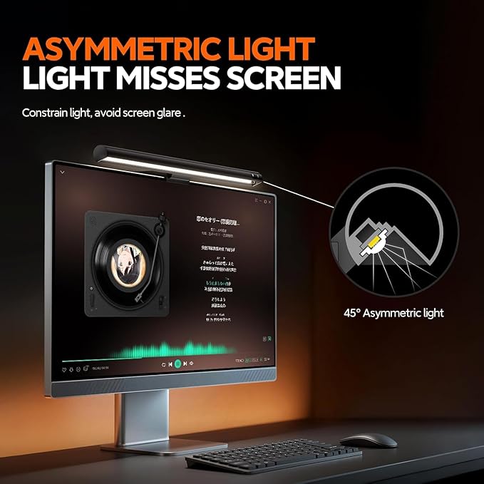 LYMAX Computer Monitor Light Bar, USB Computer Lamp Dimmable Screen Light Bar, Adjustable Brightness/Color Temperature with Touch Contror, No Screen Glare, Space Saving for Home Office Desk Light