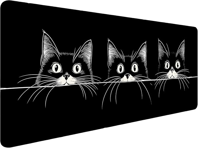 Cute Black Cat Desk Mat Anime Cartoon XL Mouse Pad Large Mousepad Extended Laptop Keyboard Mat Gaming Desk Pad Mouse Mat 31.5"x11.8" Office Computer Keyboard Laptop Home
