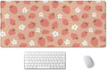 SSOIU Large Mouse Pad, Full Desk XXL Extended Gaming Mouse Pad 35.5" X 15.7", Waterproof Desk Mat with Stitched Edge, Non-Slip Laptop Computer Keyboard Mousepad for Office & Home, Strawberry and Daisy