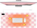 Konohan Heated Large Desk Mat PU Leather Cute Warm Mouse Pad with 5 Heating Level & 4 Hour Auto Shut-Off Heating Keyboard Pad Warmer Gaming Mice Mat Only Supports 110v(Pink Checkerboard, 31.5" X 13")