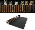 Library Cat Gaming Mouse Pad Large Desk Mat Vintage Bookshelf Kitten Mousepad Computer Keyboard Pad Mouse Mat Laptop Mat 31.5 x 11.8 Mouse Pads for Desk Home Office Gaming