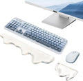 Gel Keyboard and Mouse Wrist Rest Set Abstract Clear Keyboard Wrist Rest Transparent Ergonomic Cute Minimalist Mountain Silicone Non-Slip Mouse Wrist Pad Support for Computer Gaming Home Office