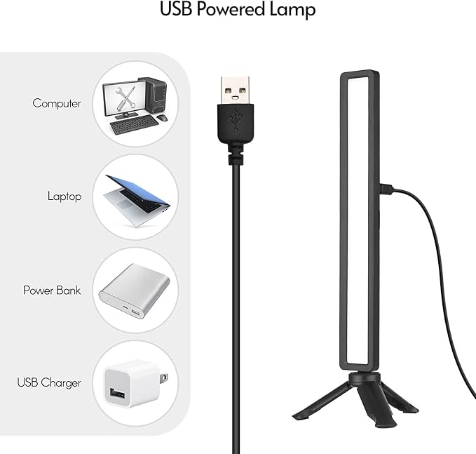 Andoer Computer Laptop Monitor Light Bar Video Conference Light Screen Lamp Fill-in Lamps USB Powered 3 Color Temperature Dimmable with Mini Tripod Screen Clamp for Video Conferences Remote