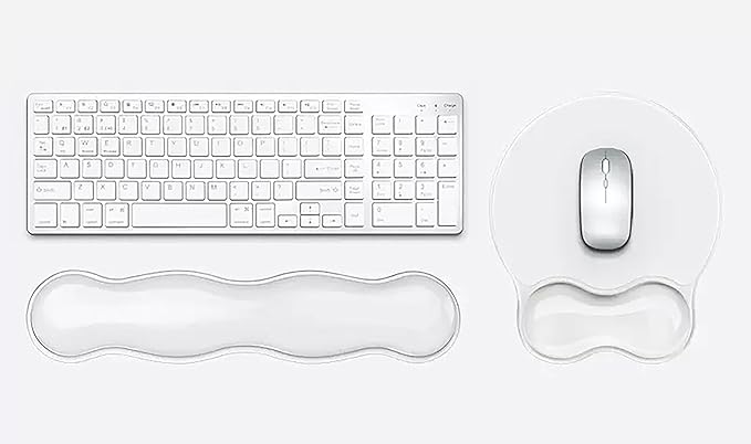 Mouse Pad with Wrist Rest, Soft Cloud Gel Keyboard Mouse Pad Set with Hand Wrist Support, Cute Non Slip Office Desk Accessories for Comfort/Computer/Laptop (2Pc Clear Wave)
