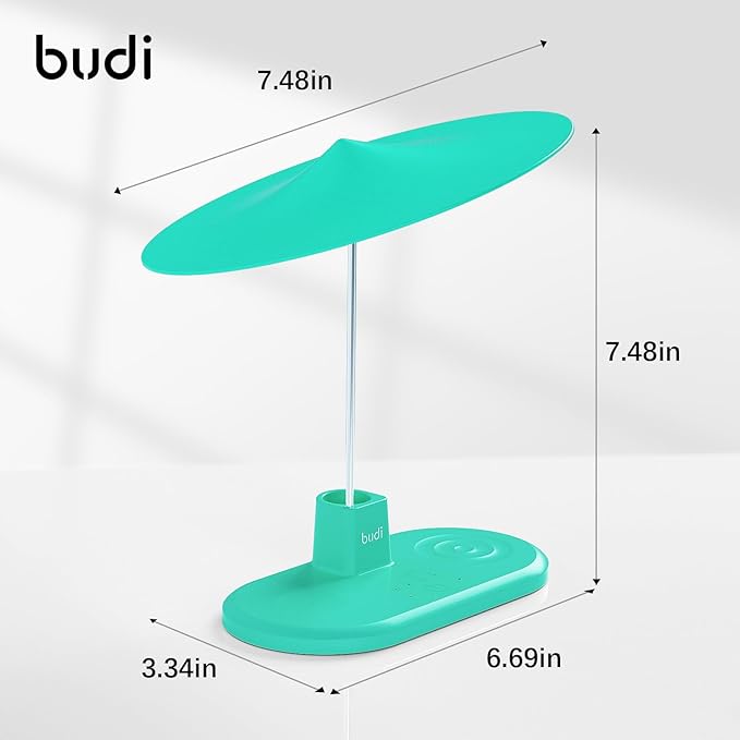 BUDI Multifunctional Table Lamp with Wireless Charger, 3 in 1 Charging Station Desk Lamp Touchable for Nightstand for Bedroom, Living Room, Home (Blue)