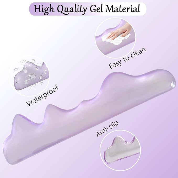 Gel Mountain Wrist Rest for Keyboard and Mouse Abstract Clear Purple Keyboard Wrist Rest Transparent Ergonomic Cute Minimalist Mouse Wrist Pad Cool Silicone Non-Slip Support for Computer Office Decor