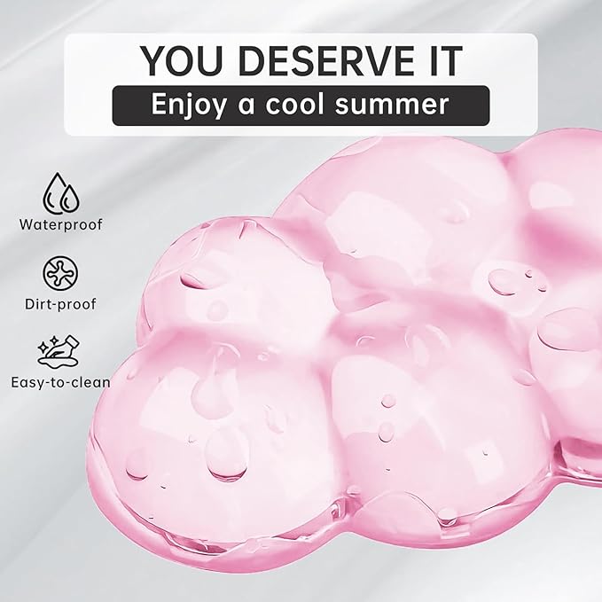Mouse Pad with Wrist Rest, Soft Cloud Gel Keyboard Mouse Pad Set with Hand Wrist Support, Cute Non Slip Office Desk Accessories for Comfort/PC Gaming/Computer/Laptop, (Pink Cloud)