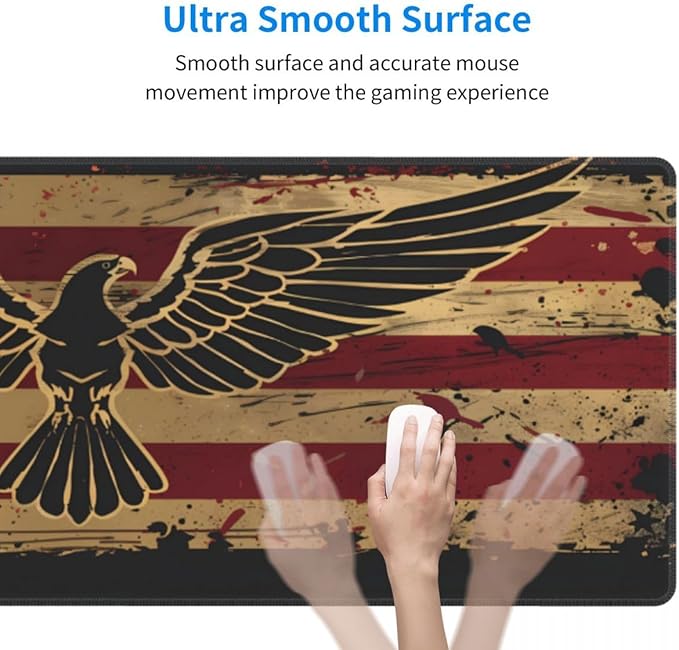 Desk Pad,Office Desk Mat 31.5"×11.8" Large Gaming Mouse Pad,Durable Extended Computer Mouse Pad,Waterproof Thick Big Mouse Pads with Non-Slip Rubber Base Office Home American Flag Eagle