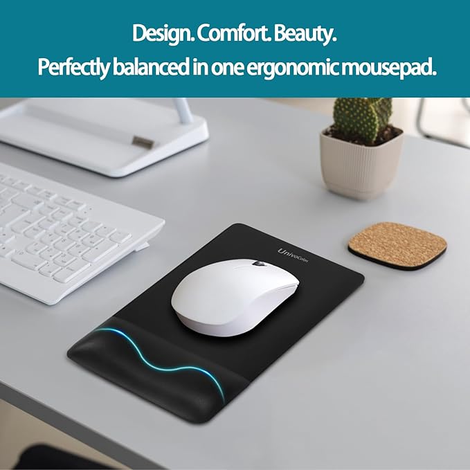univo colors Mini Size Mouse Pad for Business Trips and Travel,Premium PU Material,Ergonomic Design,Smooth Mouse Operation with Hard Plate,Reduces Fatigue(White)