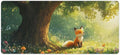 Cute Fox Mouse Pad, Large Extended Desk Mat 40×90cm (16''×36'')， Forest Animal Gaming Mousepad with Non-Slip Rubber Base, Stitched Edges, Water-Resistant for Office Home