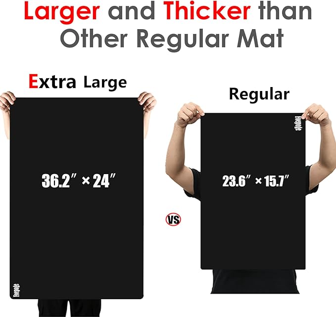 Extra Large Silicone Mat for Resin 36.2" x 24", 2MM Thick Silicone Craft Mat for Table, Multifunction Silicon Matt for Kitchen Countertop Protector Heat Resistant Placemat by Foepoge(Black)