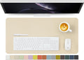 Leather Desk Mat - Non-Slip PU Desk Pad for Office and Home - Desk Organization and Accessories - Ideal for Large Mouse Pad and Desk Mats on Top of Desks (Beige,27.6"x 13.8")