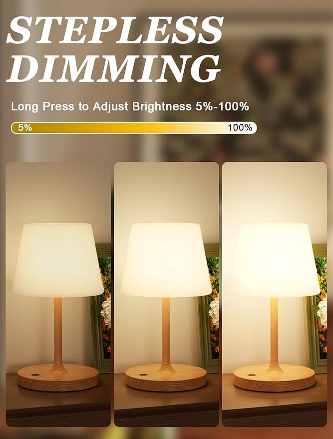 Kakanuo Cordless Shower Lamp Waterproof, Cordless Lamp with 4000mAh Battery, Rechargeable Table Lamp, Touch Dimmable Desk Light for Outdoor, Kitchen, Bathroom, Camping, Patio, IP54