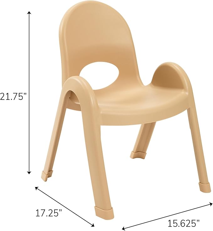 Children’s Factory Value Stack 11" Child Chair, Natural Tan, 2 Pack, Stackable Ergonomic Seating Solution for Classrooms and Homeschools