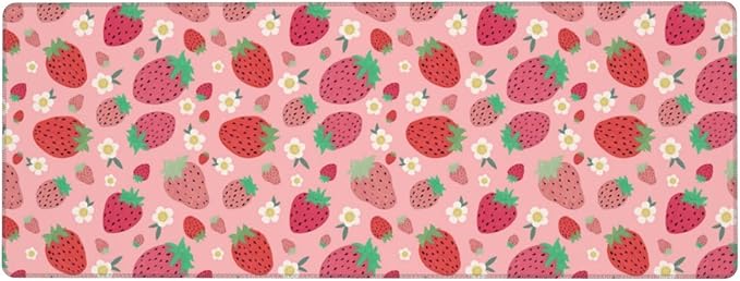 Strawberry Mouse Pad XL Large Mousepad Non Slip Rubber Base Desk Mat for Laptop Computer Gaming 31.5" X 12"