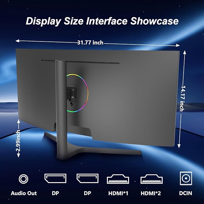 34 Inch UWQHD Curved Gaming Monitor,165Hz 3440x1440 Ultrawide PC Monitor 1500R,21:9 Display,PIP/PBPm,HDR400,4000:1 Contrast,Tilt/Swivel/Height Adjustment,HDMI2.0 & DP1.4