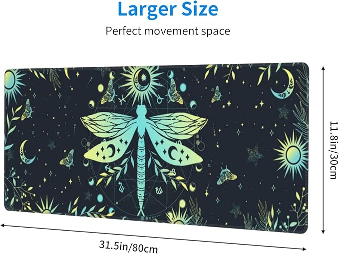Dragonfly Mouse Pad XL Large Mousepad Non Slip Rubber Base Desk Mat for Laptop Computer Gaming 31.5" X 12"