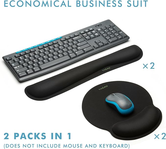 Comfy Mee Premium Memory Foam Keyboard and Mouse Wrist Rest Pads Set - for Comfortable Typing & Wrist Support (Pack of 2)