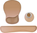 Wrist Rest Support for Mouse Pad Keyboard Set Circle Coaster Gaming Mouse Pad Ergonomic Gel Memory Foam Set for Computer, Laptop, Office, Comfortably Typing Brown KM-32