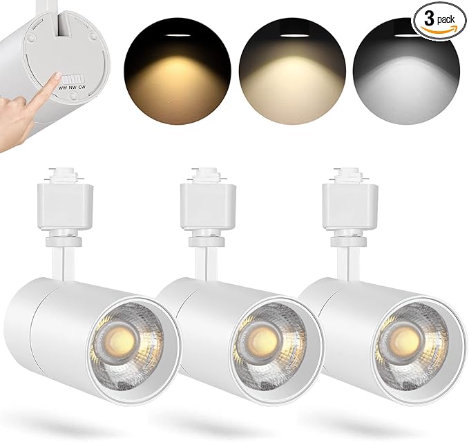 VANoopee 3-Color in 1 20W H Track Lighting Heads Dimmable Flicker Free Bright LED Track Lighting Fixtures for Accent Retail Kitchen Artwork, Linear Track Light H Type - CRI90+ 36° White - 3 Pack