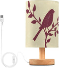 Retro Bird LED Table Lamp, Bedside Lamp with Linen Lampshade, Flicker-Free Eye Care USB Plug in Nightstand Lamp, for Bedroom and Office