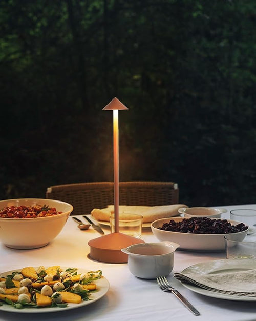 2 Pack Aluminum Cordless Table Lamp, 6000mAh Rechargeable Table Lamps, Portable Touch LED Lamp, Outdoor Waterproof Dimmable Cordless Rechargeable Table Lamps for Restaurant/Patio- Black (1 Pcs Brown)