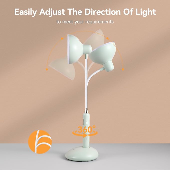 VAVOFO Wireless Touch Control Desk Lamp 6781-2700-7000K Color Temperature, 700LM, Eye-Caring LED Desk Light with USB-C Charging, Adjustable Brightness, 360° Gooseneck, 2.5hrs Wireless Use (Green)