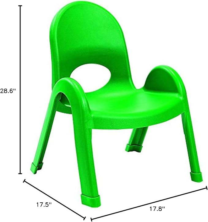 Angeles Value Stack 9" Child Chair, Shamrock Green, 4 Pack, Stackable Ergonomic Seating Solution for Classrooms and Homeschools