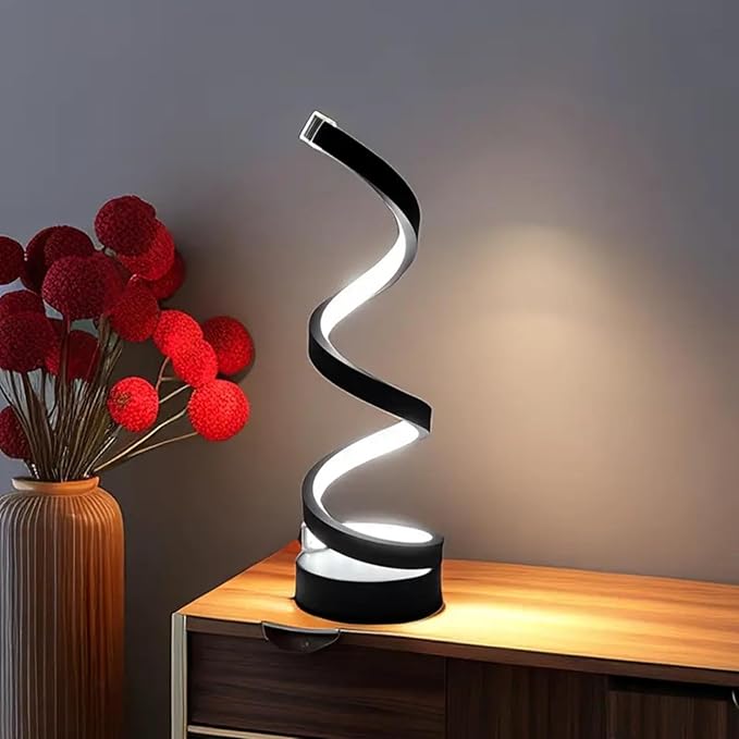 Modern Lamp, 3w Night Lamp For Bedroom, Decor Modern Spiral Bedside Lamp, Nightstand Decor, 3 Colors Touch Control Led Table Lamp, Stepless Dimmable Nightstand Lamps For Bedroom Living Room & Office