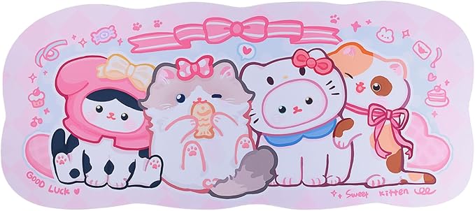Large Gaming Mouse Pad, Waterproof Extra Large Big Mouse Pad XL Non-Slip Cute Gaming Mousepad Desk Mat for Gamer, Office & Home - Kitty