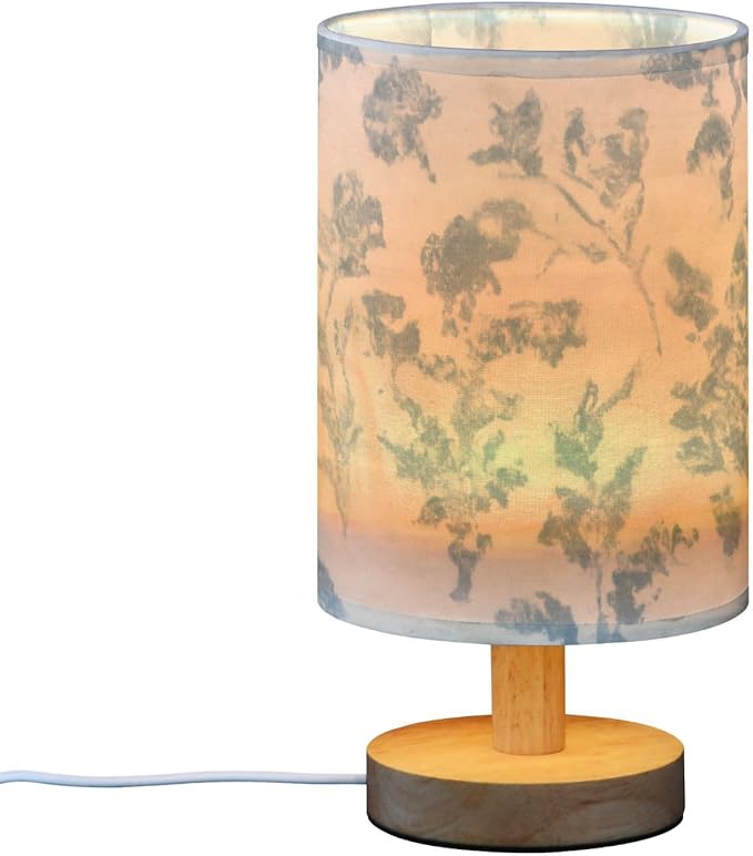 Flower LED Table Lamp, Bedside Lamp with Linen Lampshade, Flicker-Free Eye Care USB Plug in Nightstand Lamp, for Bedroom and Office
