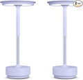 2 Pack Cordless Table Lamps Rechargeable, 5000mAh Portable LED Table Light, 3 Color Stepless Dimming Battery Powered Table Lamp, for Patio/Restaurant/Home/Outdoor.(Light Purple)