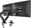 Mount-It! Dual Monitor Desk Mount, Two Independent Gas Spring Arms, Fits 13-32" Screens up to 17.6 lbs Each, VESA 75x75 & 100x100, Full Motion Tilt Swivel Rotate, C-Clamp & Grommet Base
