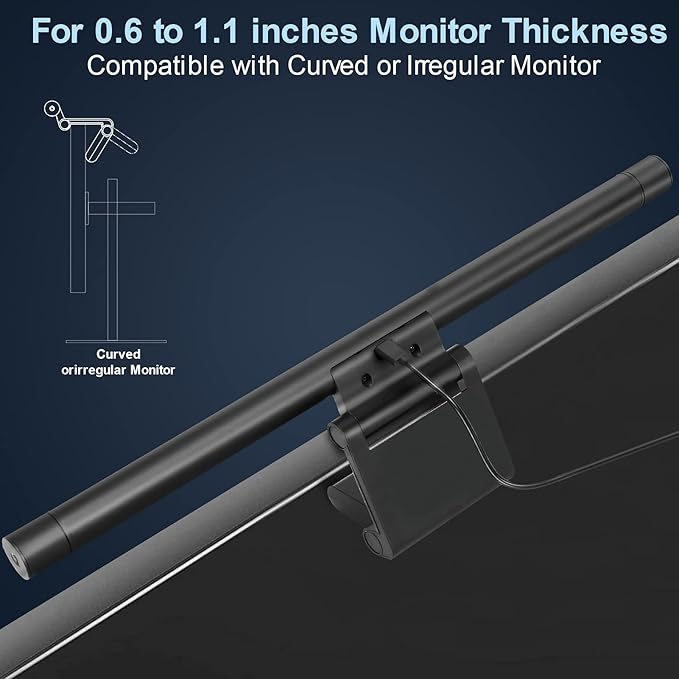 Computer Monitor Light Bar Screen Lamp: USB Powered LED Monitor Lamp with Stepless Dimming & Hue Adjustment & Memory Function & No Screen Glare for Desktop Office Home Work (Rotating Button Control)