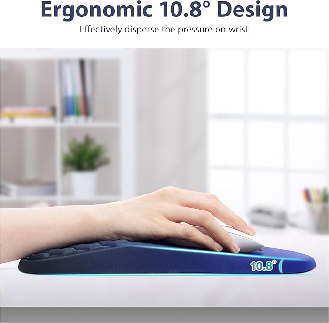 EYROZILL 3 in 1 Ergonomic Mousepad with Wrist Rest, Gaming Keyboard Mouse Pad with Wrist Support Non-Slip Base Massage Design (Blue/Black)