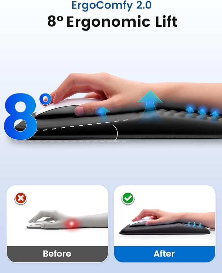 Vaydeer Ergonomic Mouse Pad with Wrist Rest – Memory Foam Mouse Pad with Wrist Support & Massage Bulge, Non-Slip PU Base, Relieves Carpal Tunnel Pain – Ideal Mouse Wrist Rest for Office & Home