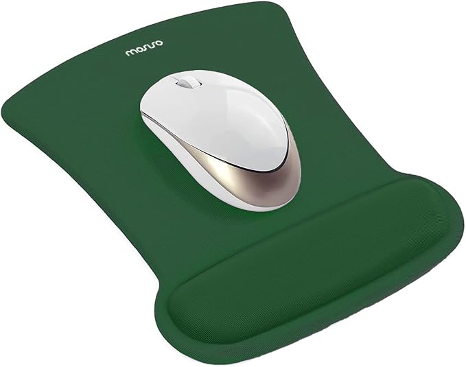 MOSISO Wrist Rest Support for Mouse Pad & Keyboard Set, Ergonomic Mousepad Non-Slip Base Home/Office Easy Typing Cushion with Neoprene Cloth & Raised Memory Foam, Jungle Green