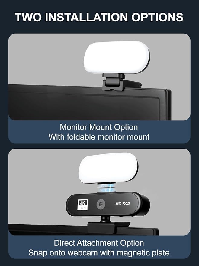 Video Conference Lighting & Computer Light – USB LED Panel for Laptop & Desktop, Plug-and-Play Webcam Light for Zoom, Teams, Streaming & Remote Work, 3 Color Modes & 10 Brightness Levels