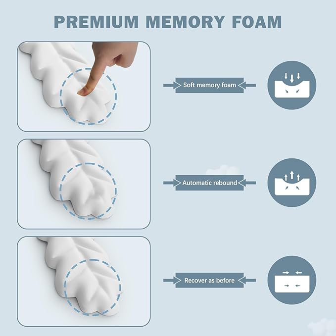 Keyboard Wrist Rest Pad Set, Leaf Shape PU Leather Memory Foam Wrist Cushion Support,Mouse Wrist Rest Pad,Non-Slip Wrist Support for Easy Typing, White Leaf