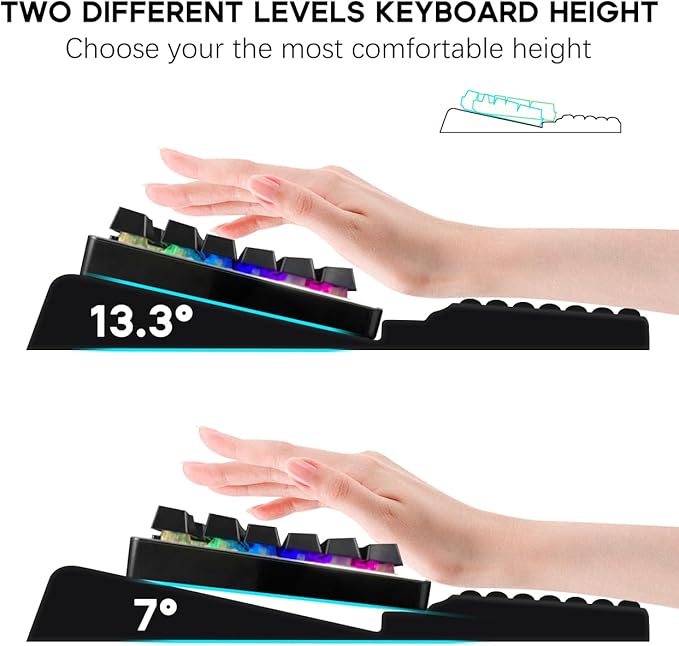 JIKIOU Keyboard Stand with Wrist Rest, Computer Keyboard Stand Pad with Non-Slip Base, Comfy Ergonomic Keyboard Riser Holder for Gaming Office Home 17.13x9.5 in Black