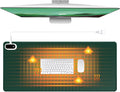 Konohan Heated Desk Pad Warm Mouse Pad, 5 Heating Level & 4 Hour Auto Shut-Off, PU Leather Warm Mouse Mat Heating Keyboard Gaming Mice Warmer Mat Only Supports 110v(Dark Green Color,31.5" X 13")