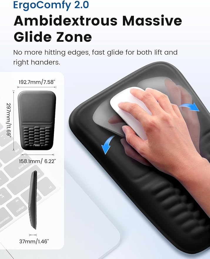 Vaydeer Ergonomic Mouse Pad with Wrist Rest – Memory Foam Mouse Pad with Wrist Support & Massage Bulge, Non-Slip PU Base, Relieves Carpal Tunnel Pain – Ideal Mouse Wrist Rest for Office & Home