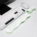 Mouse Pad with Wrist Rest, Soft Cloud Gel Keyboard Mouse Pad Set with Hand Wrist Support, Cute Non Slip Office Desk Accessories for Comfort/PC Gaming/Computer/Laptop, (Green Wave)