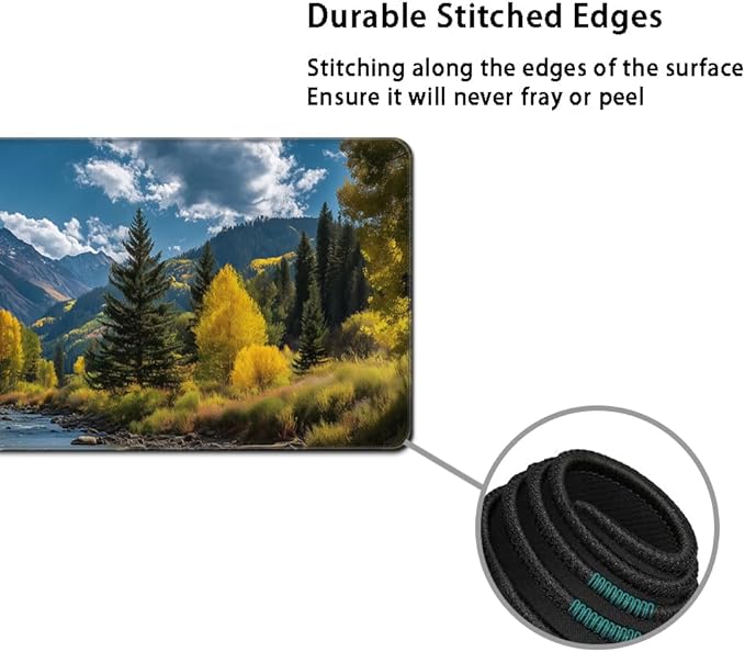 MIBITRI Keyboard Mouse Pad Set, Extended Gaming Mouse Pad+Ergonomics Keyboard Wrist Rest Support, Memory Foam, Easy Typing, 4Pcs XXL Ultra Thick Desk Mat, Nature Forest