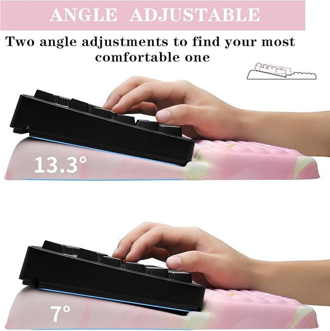 Ergonomic Keyboard Stand with Wrist Rest, Computer Wrist Support Pad, Tilted Keyboard Riser Holder Lift Tray with Wrist Pad, Easy Typing, Comfy Soft Memory Foam Desk Cushion for Office Home